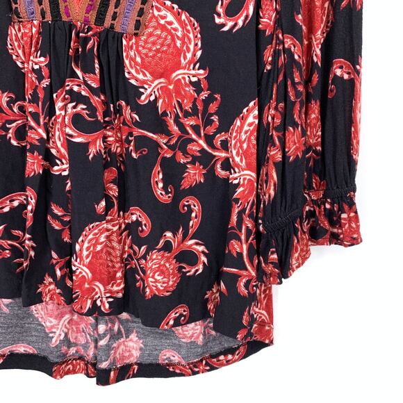 Anthropologie Blank London Blouse Womens SIze Small Red Black Floral *READ - Picture 4 of 8
